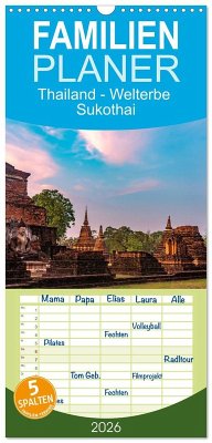 Cover Familienplaner 2026 - Thailand - Welterbe Sukothai mit 5 Spalten (Wandkalender, 21 x 45 cm) CALVENDO
