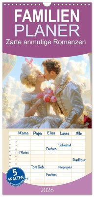 Familienplaner 2026 - Zarte anmutige Romanzen mit 5 Spalten (Wandkalender, 21 x 45 cm) CALVENDO