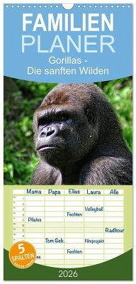Cover Familienplaner 2026 - Gorillas - Die sanften Wilden mit 5 Spalten (Wandkalender, 21 x 45 cm) CALVENDO