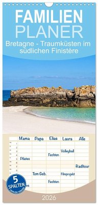 Cover Familienplaner 2026 - Bretagne - Traumküsten im südlichen Finistère mit 5 Spalten (Wandkalender, 21 x 45 cm) CALVENDO