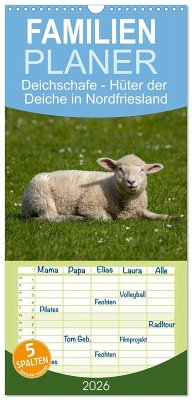 Cover Familienplaner 2026 - Deichschafe - Hüter der Deiche in Nordfriesland mit 5 Spalten (Wandkalender, 21 x 45 cm) CALVENDO
