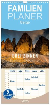 Familienplaner 2026 - Drei Zinnen. Sextner Dolomiten mit 5 Spalten (Wandkalender, 21 x 45 cm) CALVENDO
