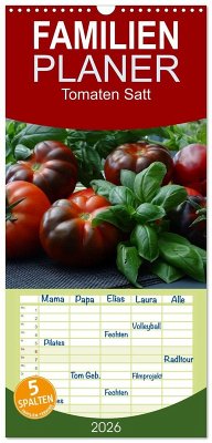 Familienplaner 2026 - Tomaten Satt mit 5 Spalten (Wandkalender, 21 x 45 cm) CALVENDO