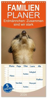 Cover Familienplaner 2026 - Erdmännchen: Zusammen sind wir stark mit 5 Spalten (Wandkalender, 21 x 45 cm) CALVENDO
