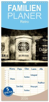 Familienplaner 2026 - Retro mit 5 Spalten (Wandkalender, 21 x 45 cm) CALVENDO
