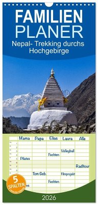 Familienplaner 2026 - Nepal- Trekking durchs Hochgebirge mit 5 Spalten (Wandkalender, 21 x 45 cm) CALVENDO