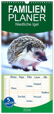 Cover Familienplaner 2026 - Niedliche Igel mit 5 Spalten (Wandkalender, 21 x 45 cm) CALVENDO