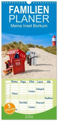 Familienplaner 2026 - Meine Insel Borkum mit 5 Spalten (Wandkalender, 21 x 45 cm) CALVENDO