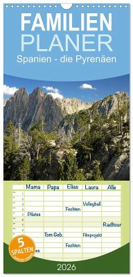 Cover Familienplaner 2026 - Spanien - die Pyrenäen mit 5 Spalten (Wandkalender, 21 x 45 cm) CALVENDO