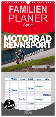 Cover Familienplaner 2026 - Motorrad Rennsport mit 5 Spalten (Wandkalender, 21 x 45 cm) CALVENDO