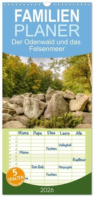Cover Familienplaner 2026 - Der Odenwald und das Felsenmeer mit 5 Spalten (Wandkalender, 21 x 45 cm) CALVENDO