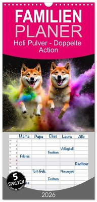 Cover Familienplaner 2026 - Holi Pulver - Doppelte Action mit 5 Spalten (Wandkalender, 21 x 45 cm) CALVENDO