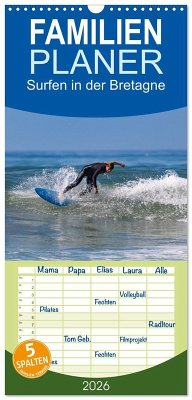 Cover Familienplaner 2026 - Surfen in der Bretagne mit 5 Spalten (Wandkalender, 21 x 45 cm) CALVENDO