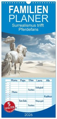 Familienplaner 2026 - Surrealismus trifft Pferdefans mit 5 Spalten (Wandkalender, 21 x 45 cm) CALVENDO