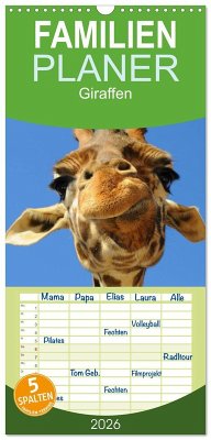 Cover Familienplaner 2026 - Giraffen mit 5 Spalten (Wandkalender, 21 x 45 cm) CALVENDO