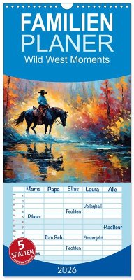 Cover Familienplaner 2026 - Wild West Moments mit 5 Spalten (Wandkalender, 21 x 45 cm) CALVENDO