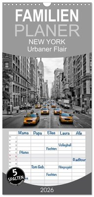 Cover Familienplaner 2026 - NEW YORK Urbaner Flair mit 5 Spalten (Wandkalender, 21 x 45 cm) CALVENDO