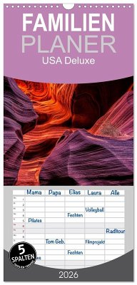 Familienplaner 2026 - USA Deluxe mit 5 Spalten (Wandkalender, 21 x 45 cm) CALVENDO