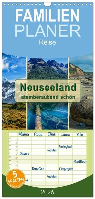 Cover Familienplaner 2026 - Neuseeland - atemberaubend schön mit 5 Spalten (Wandkalender, 21 x 45 cm) CALVENDO