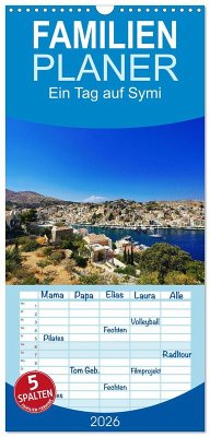 Cover Familienplaner 2026 - Ein Tag auf Symi mit 5 Spalten (Wandkalender, 21 x 45 cm) CALVENDO