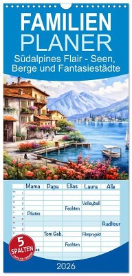 Familienplaner 2026 - Südalpines Flair - Seen, Berge und Fantasiestädte mit 5 Spalten (Wandkalender, 21 x 45 cm) CALVENDO Cover Familienplaner 2026 - Südalpines Flair - Seen, Berge und Fantasiestädte mit 5 Spalten (Wandkalender, 21 x 45 cm) CALVENDO
