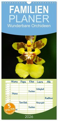 Familienplaner 2026 - Wunderbare Orchideen mit 5 Spalten (Wandkalender, 21 x 45 cm) CALVENDO