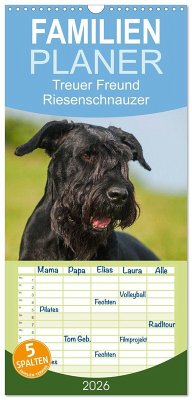 Familienplaner 2026 - Treuer Freund Riesenschnauzer mit 5 Spalten (Wandkalender, 21 x 45 cm) CALVENDO