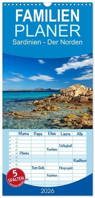 Familienplaner 2026 - Sardinien - Der Norden mit 5 Spalten (Wandkalender, 21 x 45 cm) CALVENDO