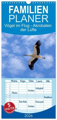 Cover Familienplaner 2026 - Vögel im Flug - Akrobaten der Lüfte mit 5 Spalten (Wandkalender, 21 x 45 cm) CALVENDO