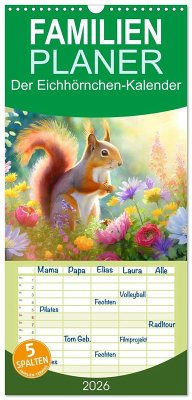 Cover Familienplaner 2026 - Der Eichhörnchen-Kalender mit 5 Spalten (Wandkalender, 21 x 45 cm) CALVENDO