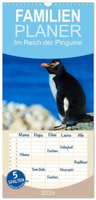 Familienplaner 2026 - Im Reich der Pinguine mit 5 Spalten (Wandkalender, 21 x 45 cm) CALVENDO