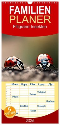 Cover Familienplaner 2026 - Filigrane Insekten mit 5 Spalten (Wandkalender, 21 x 45 cm) CALVENDO