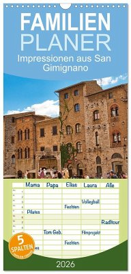 Cover Familienplaner 2026 - Impressionen aus San Gimignano mit 5 Spalten (Wandkalender, 21 x 45 cm) CALVENDO
