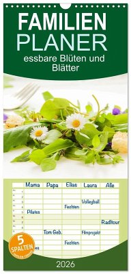 Cover Familienplaner 2026 - essbare Blüten und Blätter mit 5 Spalten (Wandkalender, 21 x 45 cm) CALVENDO