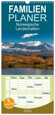 Cover Familienplaner 2026 - Norwegische Landschaften mit 5 Spalten (Wandkalender, 21 x 45 cm) CALVENDO