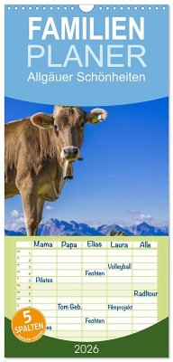 Cover Familienplaner 2026 - Allgäuer Schönheiten Allgäu - Land der Kühe mit 5 Spalten (Wandkalender, 21 x 45 cm) CALVENDO