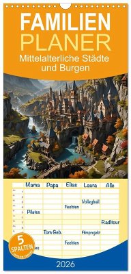 Cover Familienplaner 2026 - Mittelalterliche Städte und Burgen mit 5 Spalten (Wandkalender, 21 x 45 cm) CALVENDO