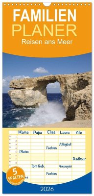 Familienplaner 2026 - Reisen ans Meer mit 5 Spalten (Wandkalender, 21 x 45 cm) CALVENDO