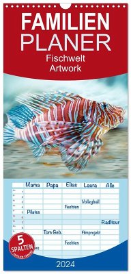 Familienplaner 2026 - Fischwelt - Artwork mit 5 Spalten (Wandkalender, 21 x 45 cm) CALVENDO
