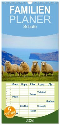 Cover Familienplaner 2026 - Schafe mit 5 Spalten (Wandkalender, 21 x 45 cm) CALVENDO