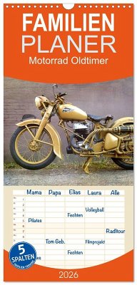 Cover Familienplaner 2026 - Motorrad Oldtimer mit 5 Spalten (Wandkalender, 21 x 45 cm) CALVENDO