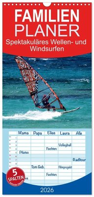 Cover Familienplaner 2026 - Spektakuläres Wellen- und Windsurfen mit 5 Spalten (Wandkalender, 21 x 45 cm) CALVENDO