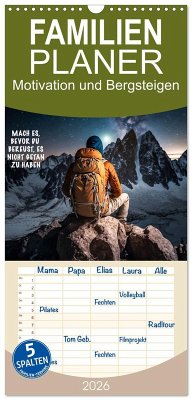 Cover Familienplaner 2026 - Motivation und Bergsteigen mit 5 Spalten (Wandkalender, 21 x 45 cm) CALVENDO