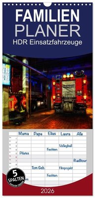 Cover Familienplaner 2026 - HDR Einsatzfahrzeuge mit 5 Spalten (Wandkalender, 21 x 45 cm) CALVENDO