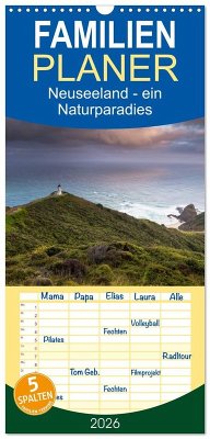 Familienplaner 2026 - Neuseeland - ein Naturparadies mit 5 Spalten (Wandkalender, 21 x 45 cm) CALVENDO