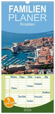 Familienplaner 2026 - Kroatien mit 5 Spalten (Wandkalender, 21 x 45 cm) CALVENDO