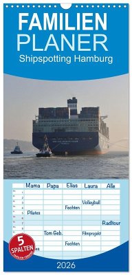 Cover Familienplaner 2026 - Shipspotting Hamburg mit 5 Spalten (Wandkalender, 21 x 45 cm) CALVENDO
