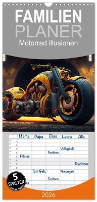 Cover Familienplaner 2026 - Motorrad illusionen mit 5 Spalten (Wandkalender, 21 x 45 cm) CALVENDO