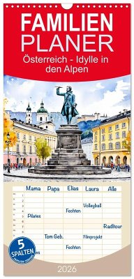 Cover Familienplaner 2026 - Österreich - Idylle in den Alpen mit 5 Spalten (Wandkalender, 21 x 45 cm) CALVENDO