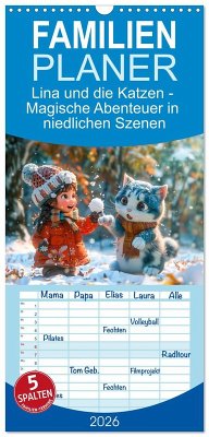 Familienplaner 2026 - Lina und die Katzen - Magische Abenteuer in niedlichen Szenen mit 5 Spalten (Wandkalender, 21 x 45 cm) CALVENDO Cover Familienplaner 2026 - Lina und die Katzen - Magische Abenteuer in niedlichen Szenen mit 5 Spalten (Wandkalender, 21 x 45 cm) CALVENDO